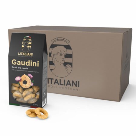 Gaudini – 24 Packungen Taralli mit Zwiebel 4800 g (24 Packungen à 200 g)