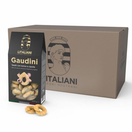 Gaudini – 24 Packungen Taralli mit Thunfisch & Zwiebel 4800 g (24 Packungen à 200 g)