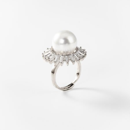 Sonnenperle | Ring, rhodiniert