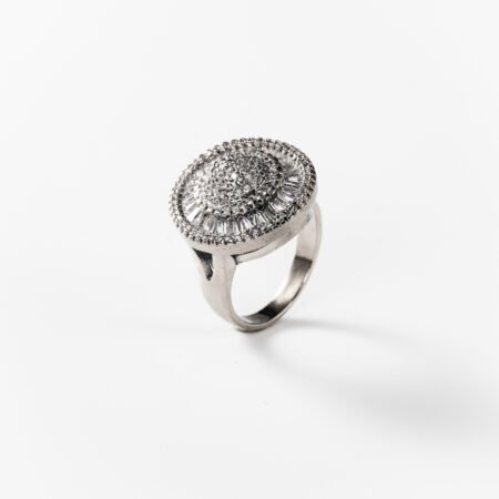 glänzender Vintage-Ring, rhodiniert