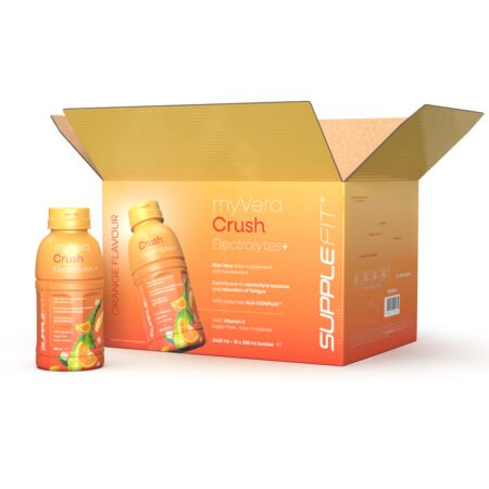 MYVERA CRUSH Electrolytes + | Nahrungsergänzungsmittel mit Süßungsmitteln in Einzelflaschen à 285 ml, 12er-Pack